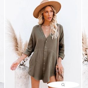 VICI Button Down Olive Tunic- BRAND NEW NEVER WORN